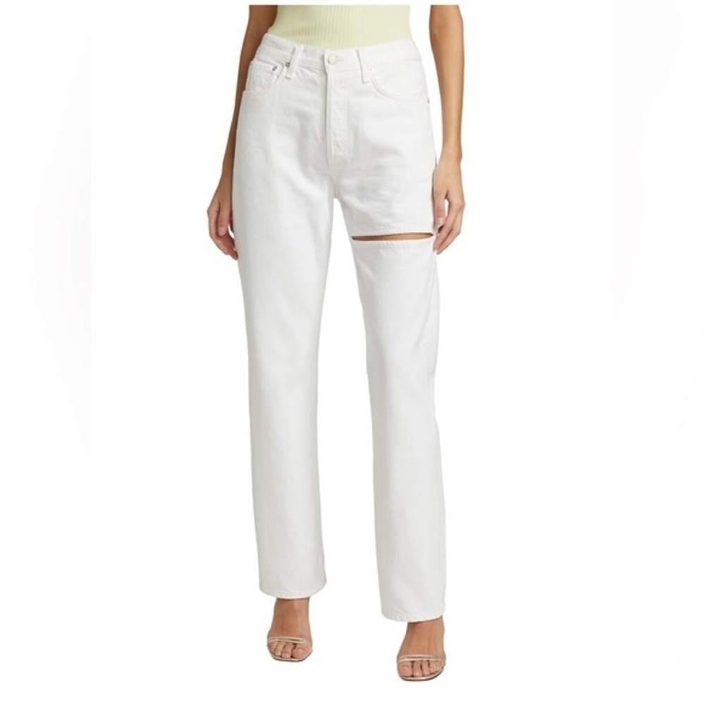 AGOLDE Lana Slice Mid-Rise Vintage Straight Jeans in White